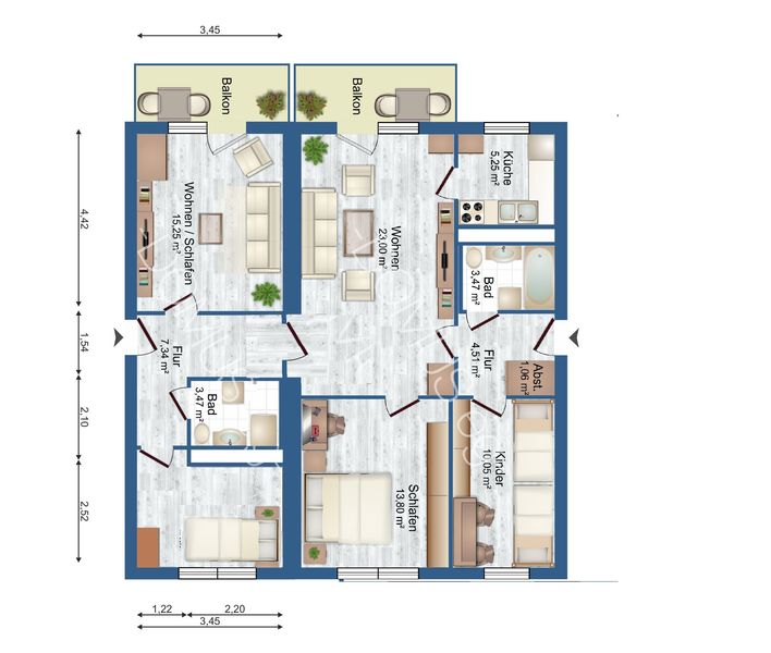 Schmölln„111 m² Familienwohnung | 5 Zimmer | 2 Balkone | Gäste-WC | 2 Eingänge“